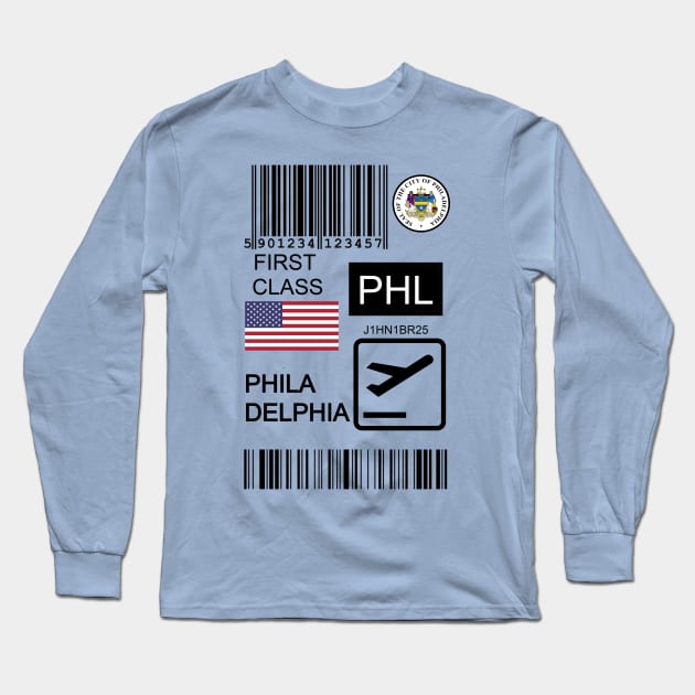 Philadelphia United States travel ticket Long Sleeve T-Shirt by Travellers